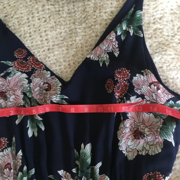 Maitai Navy Flowy Floral Midi Dress V-Neck M - Picture 10 of 12